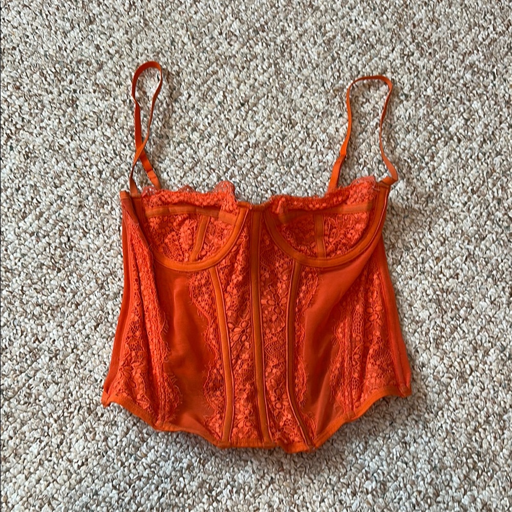 Urban Outfiters Orange Lace Corset Top